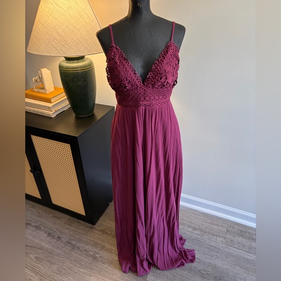 Lovely Day Dresses & Skirts - Lovely Day Plum Purple Dark Romantic Boho Lace Maxi Dress (M) Whimsigoth Wedding